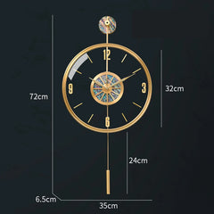 Modern Luxury Large Wall Clock With Pendulum Minimalist Decorative Art Silent Clock Nordic Living Room Bedroom Office Wall Clock