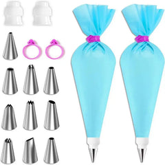 Silicone Piping Bags and Tips Set Cake DIY Decorating Kit with Stainless Steel Nozzle Reusable Silicone Pastry Baking tool Cooking Essentials, Kitchen Tools