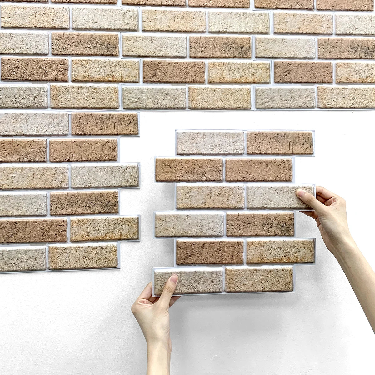 3D Wall Sticker Self-adhesive Faux Brick Wall Panel Peel and Stick Tile Backsplash for Kitchen Bedroom Waterproof Tile Sticker Home Decor