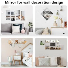 3D Mirror Wall Art Sticker DIY Square Acrylic Decal 2mm Full Body Wall Mirror Stickers for Bedroom Living Room Home Decor 2/4pcs