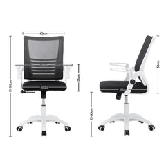Haodirect Mesh Swivel Office Chair Computer Ergonomic Chair White Armrests Height Adjustable With Pulleys Office Furniture