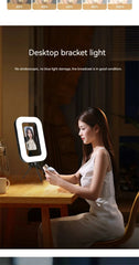 Roreta Handheld Ring LED Rechargeable Portable Mobile Phone Live Broadcast Photography Desktop Rabbit Cage Selfie Fill Light
