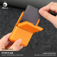 Ultra Thin Premium Magnetic PU Leather Phone Adsorption Stand Card Slot Holder Universal  Device Pouch Card Holder Accessories