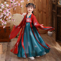 China Traditional dress for Girls Ancient Chinese Costume Child Kid Fairy Dress Cosplay Hanfu Folk Dance Performance Clothing