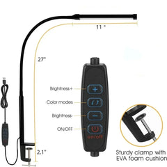 Double Head Dimmable LED Clip Desk Lamp Computer Table Lamps Monitor Light for Office Reading Architectural Lighting