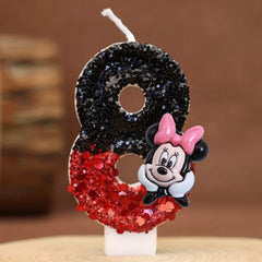Hot Happy Birthday Number 0-9 Candles Cartoon Mickey Minnie Mouse Candle Cake Cupcake Topper Party Decoration Supplies DIY Gifts