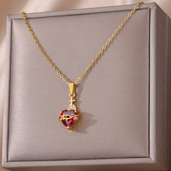 316L Stainless Steel Multilayer Heart Necklace Girls Goth Gold Color Clavicle Chain Charm Choker Jewelry Birthday Gift