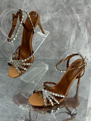 rhinediamond Round Toe Thin With Thin Sole Spring New Women's Shoes Sandals Sexy Elegant Ladies Wedding Party Heels