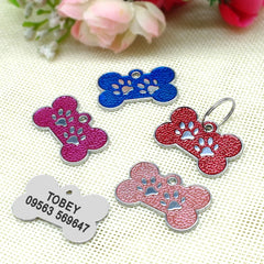 Personalized Dog Cat ID Tag Bling Rhinestone Puppy Kitten Name Tags Anti-lost Pet Collar Accessories Free Engraved Pet Products