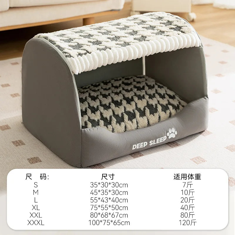 2025 New Kennel Warm in Winter Closed Removable and Washable Security Kennel Cat Bed Medium Large Dog Pet Supplies Puppy Pet Shop