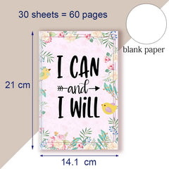 A5 Notebook Note Book Motivational Quote - I Can and I Will - Sketch Writing Blank Journal Success Notepad New Job Graduation
