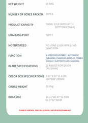 New Portable Juice Maker Blender for Shakes Smoothies 700ML Multiple Colors 12-Blades Fast Mixing 2 In 1 Blender Bottle Juicer