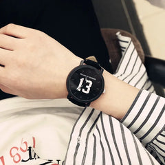 Couple Quartz Analog Wristwatches – Black Leather Band, Hot Selling