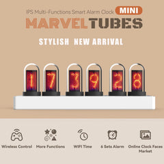 WIFI Control IPS Nixie Tube Alarm Clock with Colorful RGB Lights for Game Room Decoration.DIY Clock Faces and Pictures.Gift Idea