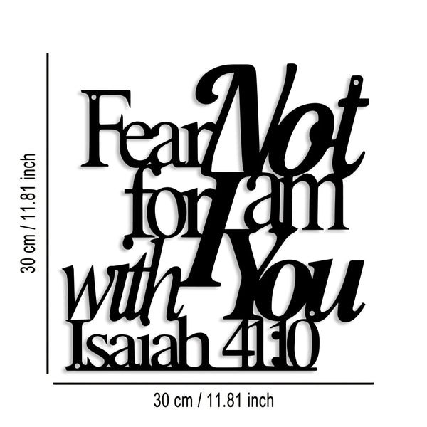 Elegant Minimalist Christian Faith Metal Wall Decor -Hebrew Script Bible Verse "Fear Not for I Am with You" -Golden - Heavy-Duty