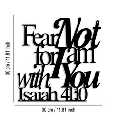 Elegant Minimalist Christian Faith Metal Wall Decor -Hebrew Script Bible Verse "Fear Not for I Am with You" -Golden - Heavy-Duty