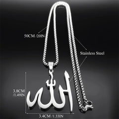 Islamic Arab Allah God Name Pendant Necklace for Men Women Stainless Steel Gold Color Islam Muslim Chain Amulet Jewelry collier