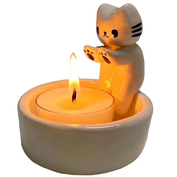 Kitten Candle Holder Cute Cat Candlestick Creative Aromatherapy Candle Holder Durable High Tempe Cartoon Candlestick Decoration