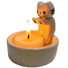 Kitten Candle Holder Cute Cat Candlestick Creative Aromatherapy Candle Holder Durable High Tempe Cartoon Candlestick Decoration