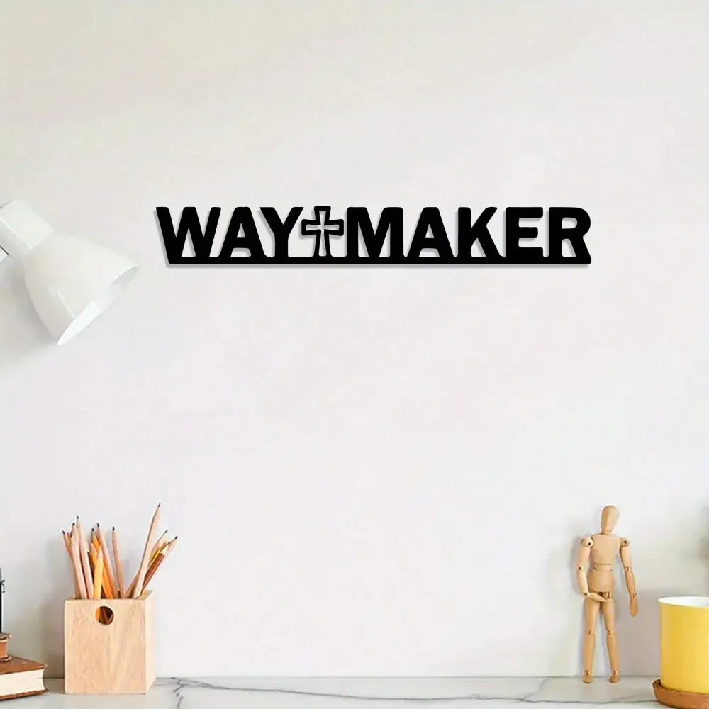 1pc Vintage "Way Maker" Cross Wall Art, Iron Christian Scripture Sign, Religious Home Decor for Living Room Easter