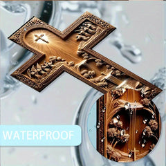 2D Flat Christ Cross Wall Decor 1pc Metal  - Ornate Religious Hanging and Disciples, Deep Frame for Home, Christmas Decoration