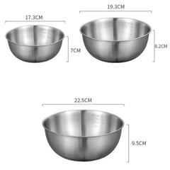 1-3 Stainless Steel Bowl Set with Scale for Cooking Baking Food Storage Large Capacity Mixing Bowls for Home Cooking Essentials, Kitchen Tools