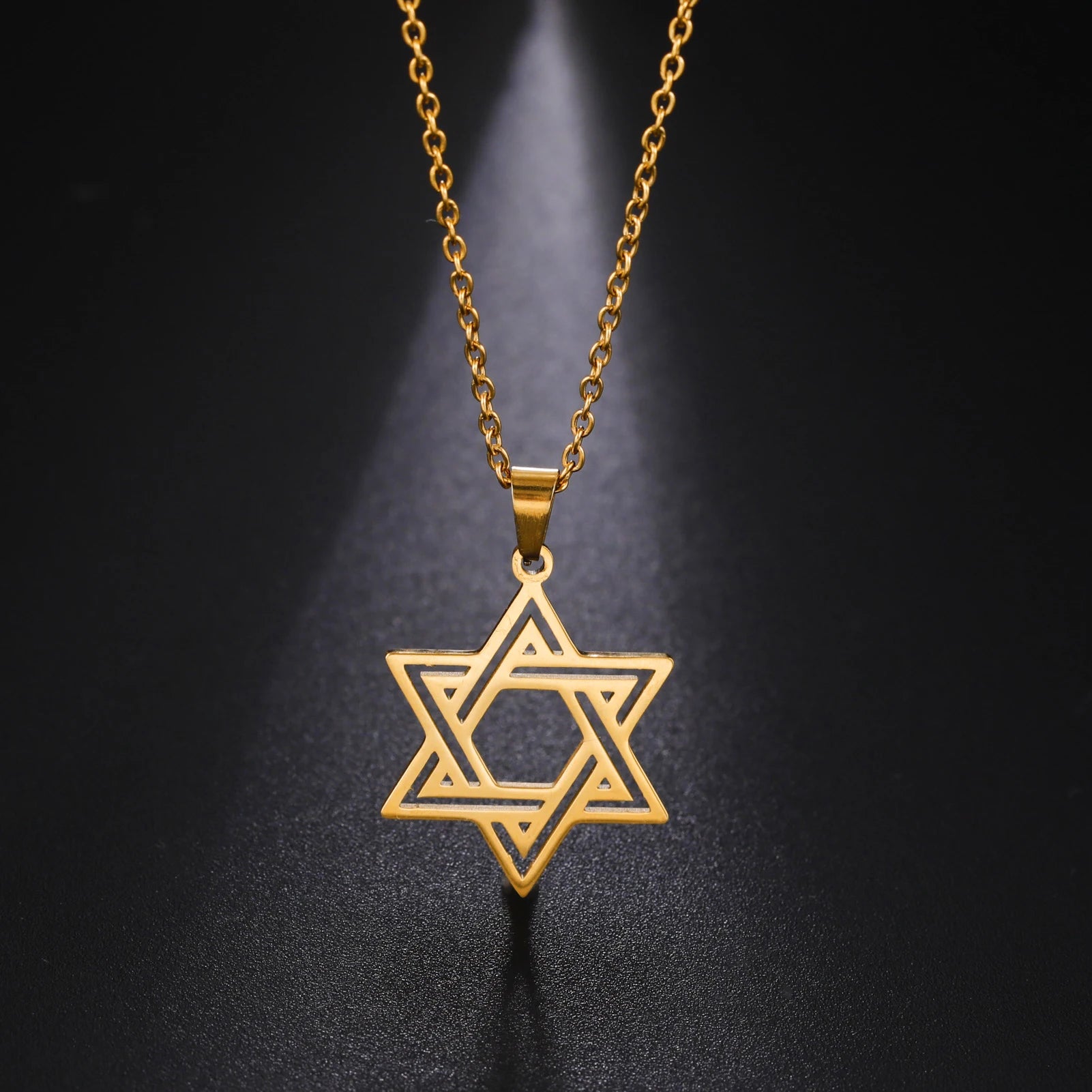 New Fashion Star of David Pendant Necklace  Simple Stainless Steel Necklace Jewelry Gift Wholesale