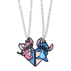 Couple's Stitch Heart Necklace - Gold & Silver Angel And Stitch Cute Style Jewelry Pendant Gift for Girls
