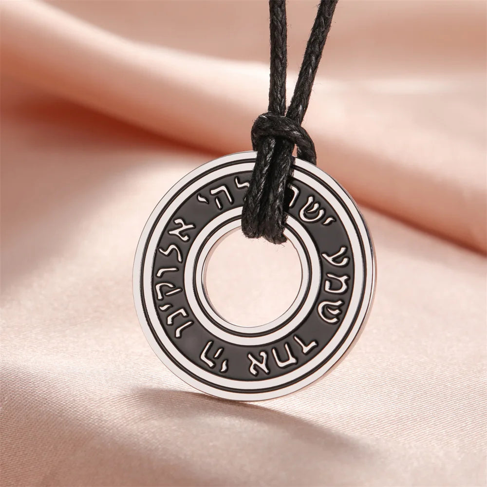 My Shape Hebrew Prayer Necklaces Shema Israel Blessing Stainless Steel Pendant Necklace Star of David Jewish Jewelry Wholesale
