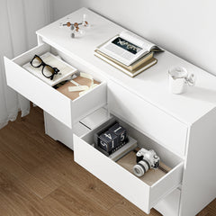 Getone White Chest of Drawers Bedroom, Tall Chest of Drawers with 6 Drawers, Bedroom Furniture Dresser Storage Cupboard Cabinet  Bedroom Dresser, for Dining Room Living Room Hallway 120x40x82cm