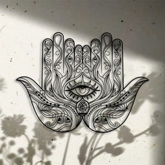 Hamsa Hand Wall Decor Metal Sculpture Evil Eye Spiritual Art Deco Rustproof Home