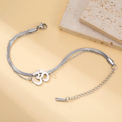 Dawapara Om Ohm Aum Charm Spiritual Pendant Stainless Steel Bracelet Yoga Jewelry Meditation Buddhist Spiritual Amulet