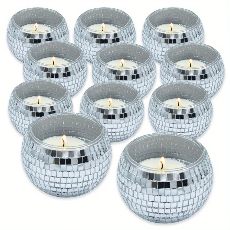 Disco Hall Candle Holder, Glass Candle Holder, Flower Pot Tea Lamp, Used for Wedding Party Decoration (excluding Candles)