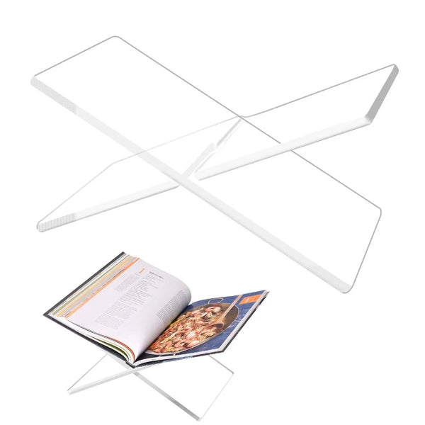 Transparency Acrylic Book Stand Large Size Ergonomic Open Display Stand Minimalist Geometric Design Recipe Holder Bible Stand