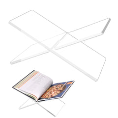 Transparency Acrylic Book Stand Large Size Ergonomic Open Display Stand Minimalist Geometric Design Recipe Holder Bible Stand