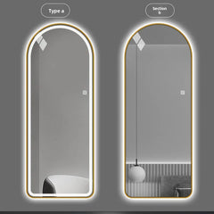 11.6 * 47 Inch Full-body Mirror U-shaped Smart LED Light Luminous Long Mirror with Metal Frame Hanging on The Wall Mirror Makeup
