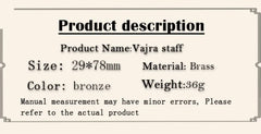 Brass Tibetan Vajra Staff Handle Piece Tibetan Style Artifact Vajra Pestle Heavenly Staff Ornament Piece Bronze Ware