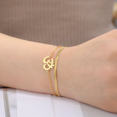 Dawapara Om Ohm Aum Charm Spiritual Pendant Stainless Steel Bracelet Yoga Jewelry Meditation Buddhist Spiritual Amulet
