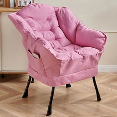 Costway Modern Polyester Fabric Lazy Chair Single Corner Sofa Chair W Side Pocket Beige Living Room Furniture