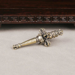 Brass Tibetan Vajra Staff Handle Piece Tibetan Style Artifact Vajra Pestle Heavenly Staff Ornament Piece Bronze Ware