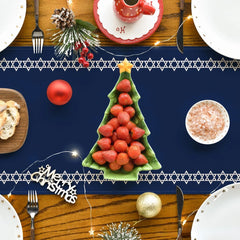 Hexagram Hanukkah Linen Table Runner Party Decor Star of David Jewish Chanukah Holiday Kitchen Table Runner Hanukkah Decorations