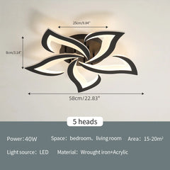 Modern LED Ceiling Light,40W 4700LM Creative Petals Design Dimmable Ceiling Lamp 3000K-6500K with Remote Control  For Bedroom