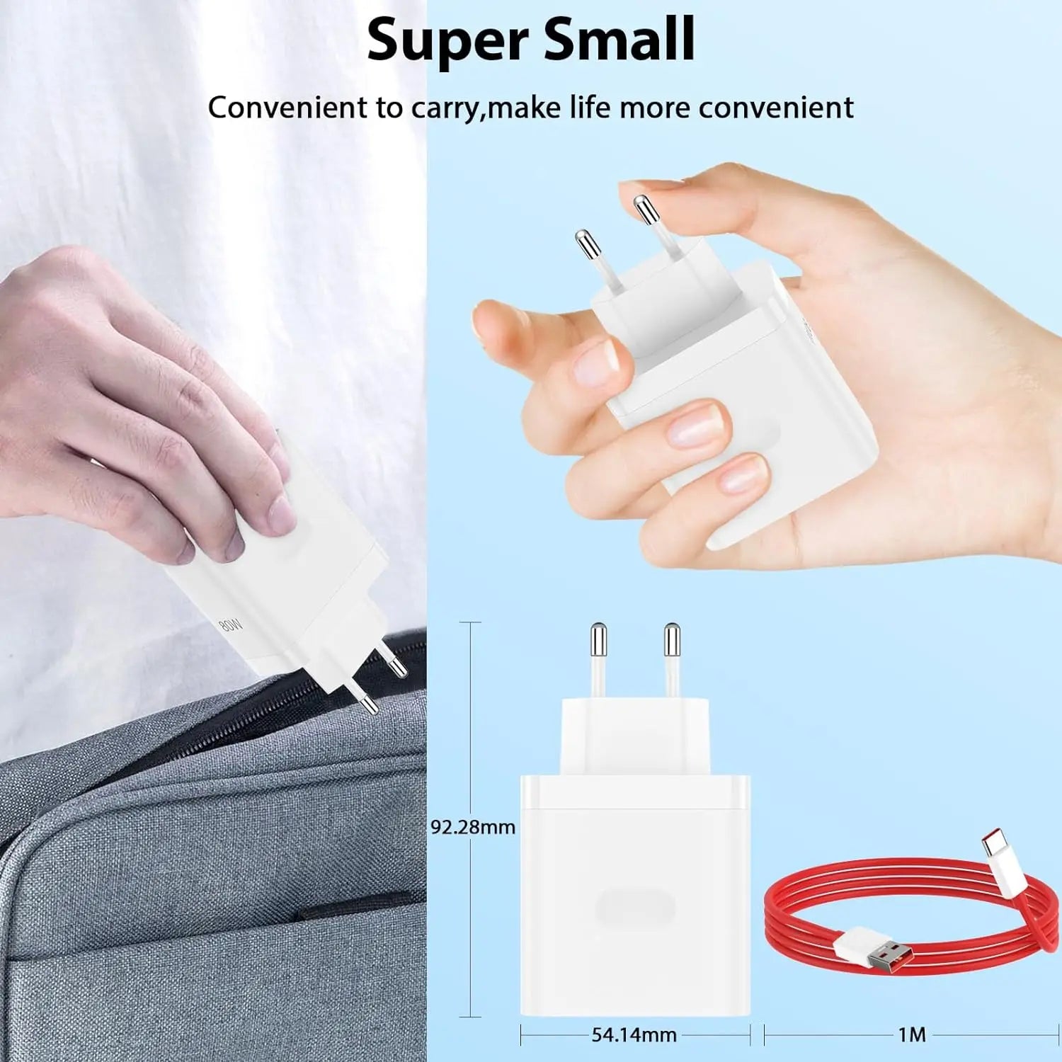 For OnePlus 80W SuperVOOC EU Fast Wall Charger For OnePlus 10 Pro 11 12 13 15 Nord 4 5 CE 2 3 Lite OPPO Realme Type C USB Cable