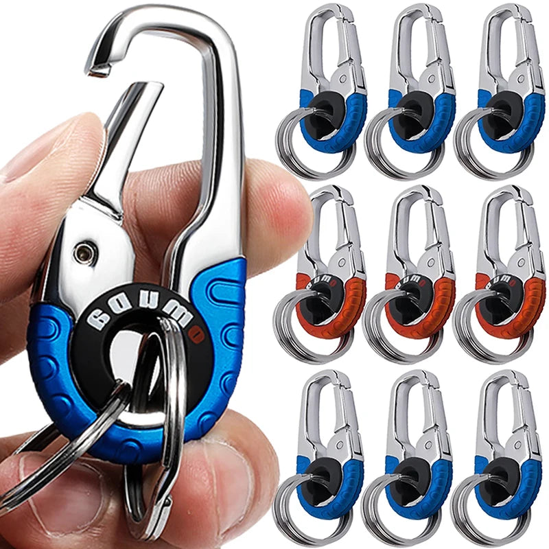 1/5pcs Men's Keychain Hook Stainless Steel Buckle Outdoor Carabiner Climbing Tool Double Ring Fishing Key Ring Car Accessories