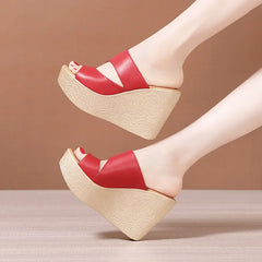 11cm Extreme High Heels Women Chunky Wedges Shoes for Wedding Office Model 2025 Summer Platform Slides Small Size 32-43