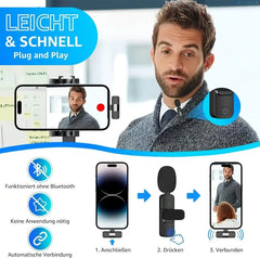 Wireless Lavalier Microphone Mini Mic for iPhone Android Live Broadcast Gaming Phone Audio Video Recording Wireless Portable Mic