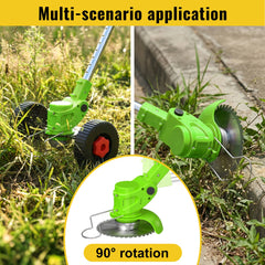 CONENTOOL 21V Cordless Electric Grass Trimmer Handheld Lawn Mower with Wheel Garden Yard Pruning Tool for Makita 18V Battery Pin