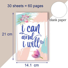 A5 Notebook Note Book Motivational Quote - I Can and I Will - Sketch Writing Blank Journal Success Notepad New Job Graduation
