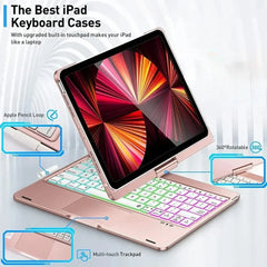 360 Degree Magic Keyboard Case For iPad Air13 11 2024 M2 Pro12.9 11 iPad 10.5 10.2 7/8/9 10th Air4 5 10.9 Backlit Keyboard Funda