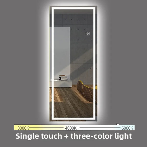 15.5 * 27.5 Inches LED Smart Full-length Mirror  Bedroom Wall Wall Hanging Full-body Simple Frameless Wall Fitting Mirror